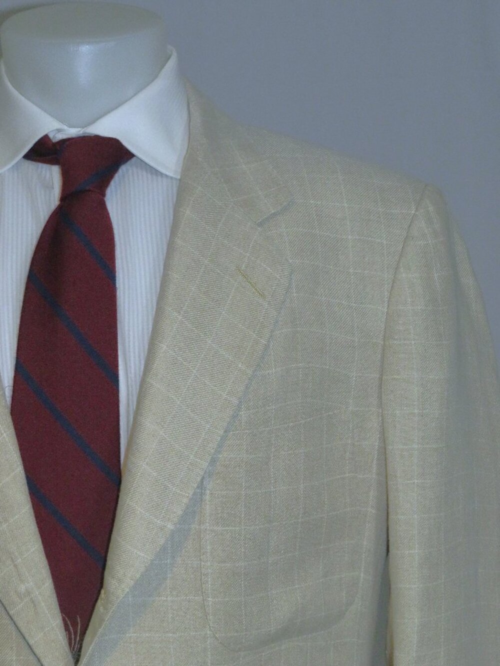 Alan Flusser Sample Windowpane Bespoke Three Button Belted Norfolk Jacket 42L